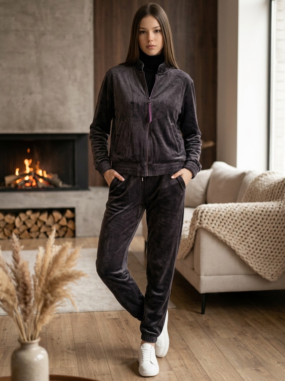 UGG Charcoal velour two-piece tracksuit set SIZE SMALL